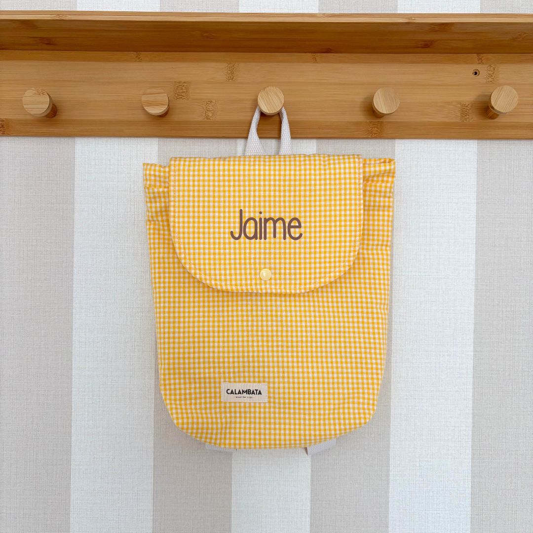 Mochila infantil vichy limón