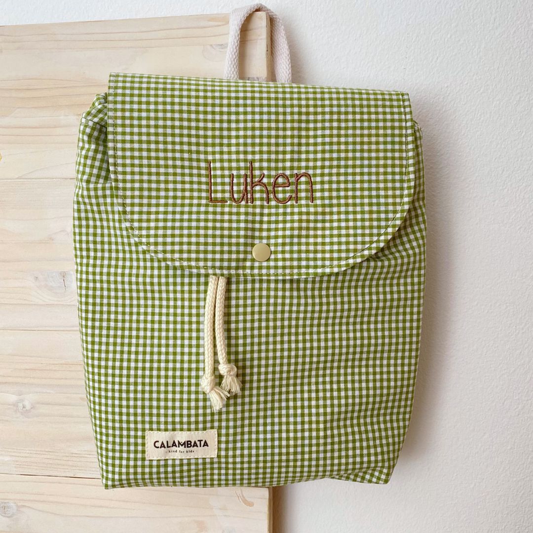 Mochila infantil vichy manzana