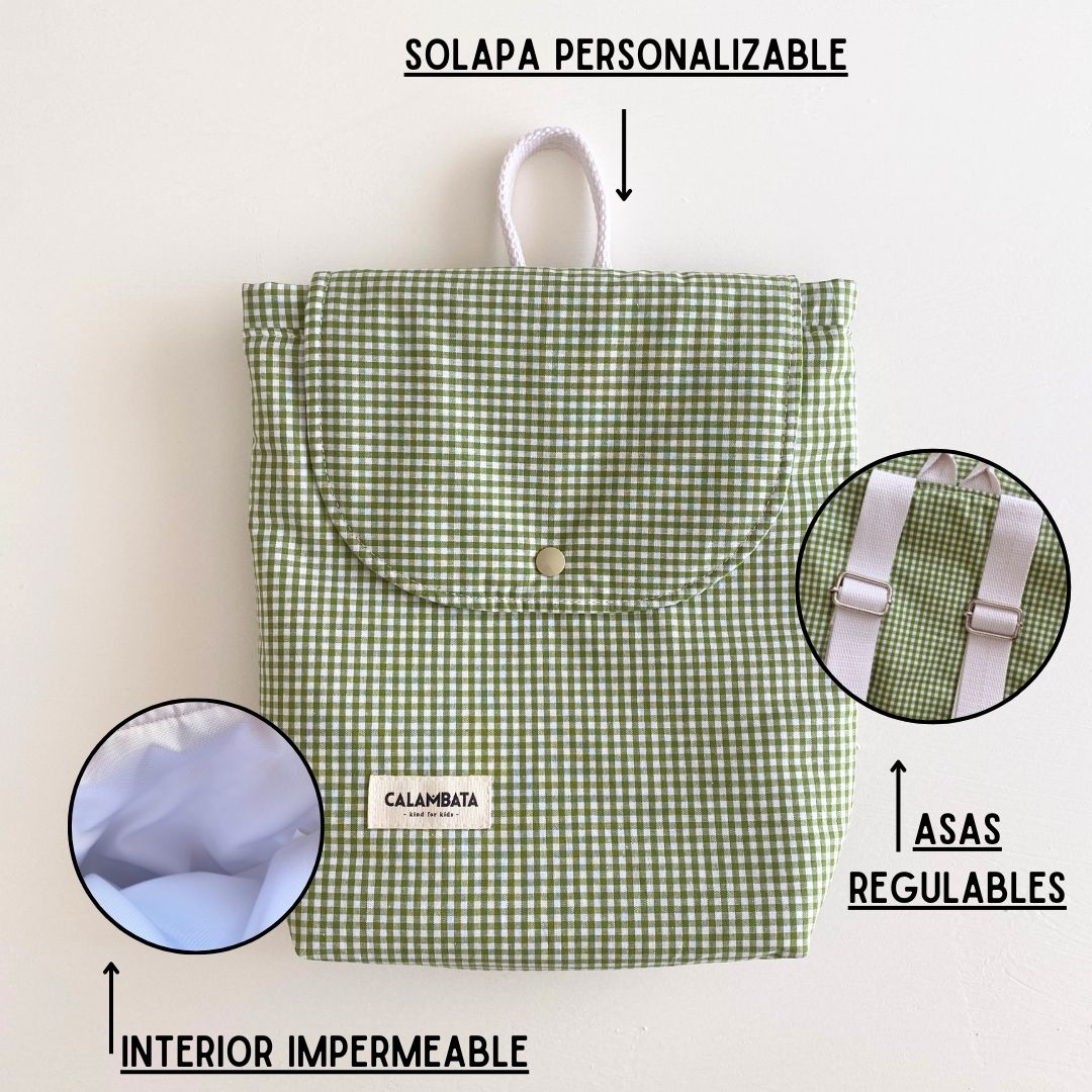 Mochila infantil vichy manzana