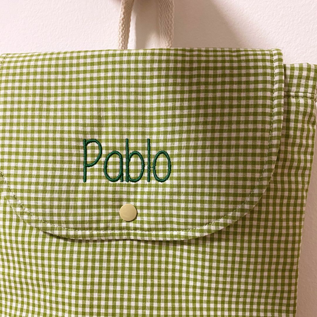 Mochila infantil vichy manzana