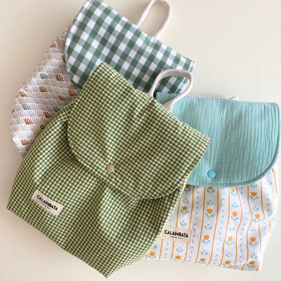 Mochila infantil vichy manzana