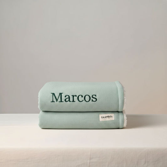 Manta borreguito personalizada piqué Menta