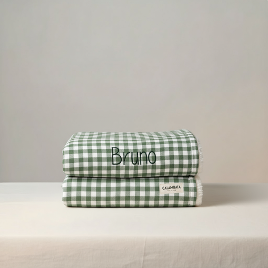 Manta borreguito personalizada vichy verde