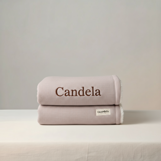 Manta borreguito personalizada piqué rosa