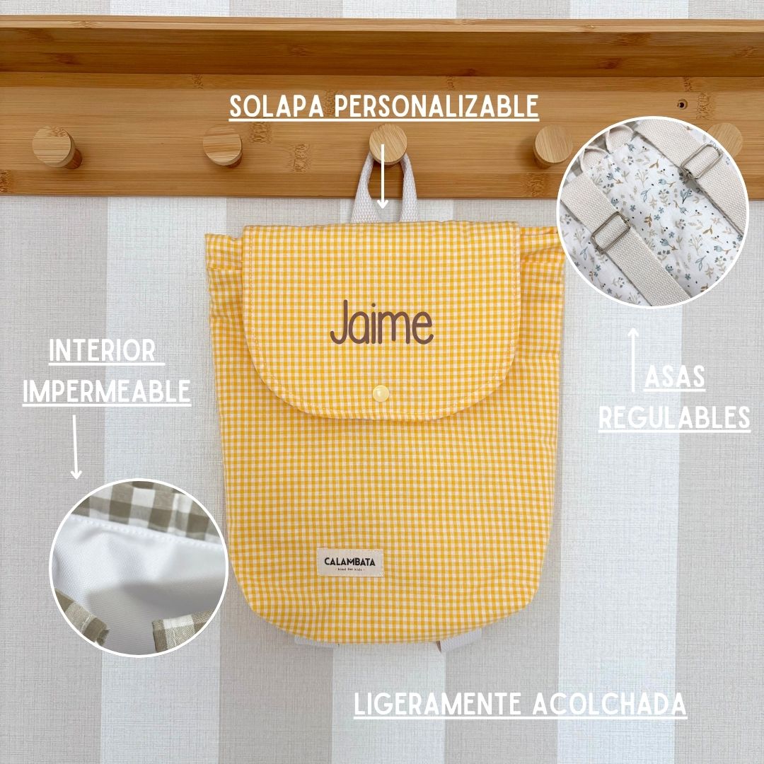 Mochila infantil vichy limón