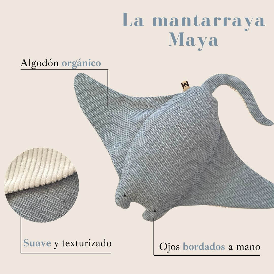 Peluche Sensorial Mantarraya Maya - AZUL
