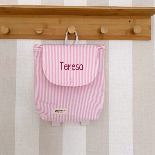 Mochila infantil rayas rosa