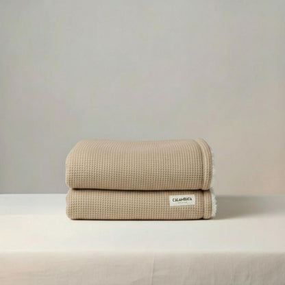 Manta borreguito personalizada piqué Beige