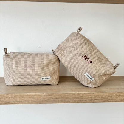 Neceser piqué beige