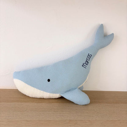 Peluche Ballena Susi azul nombre Marcos
