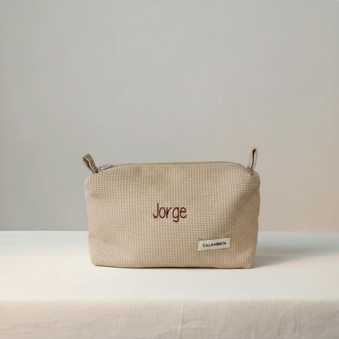 Neceser piqué beige