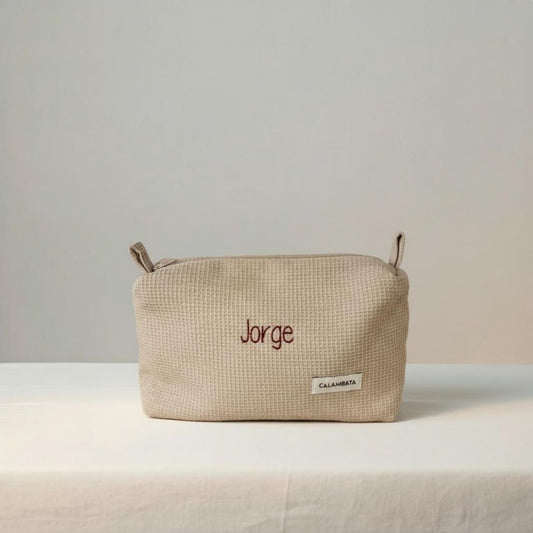 Neceser piqué beige