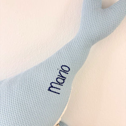 Peluche Ballena Susi azul nombre Mario