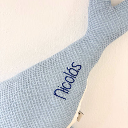 Peluche Ballena Susi azul nombre Nicolás