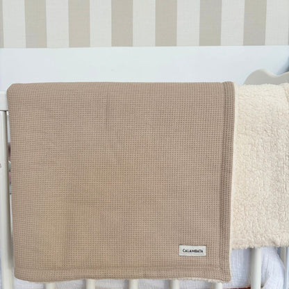 Manta borreguito personalizada piqué Beige