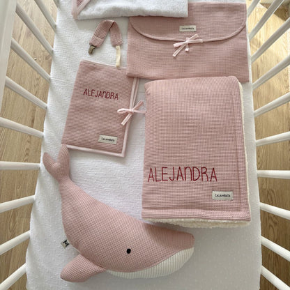 Manta borreguito personalizada piqué rosa