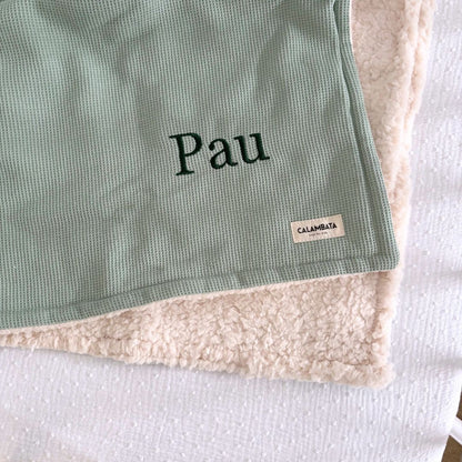 Manta borreguito piqué menta nombre Pau